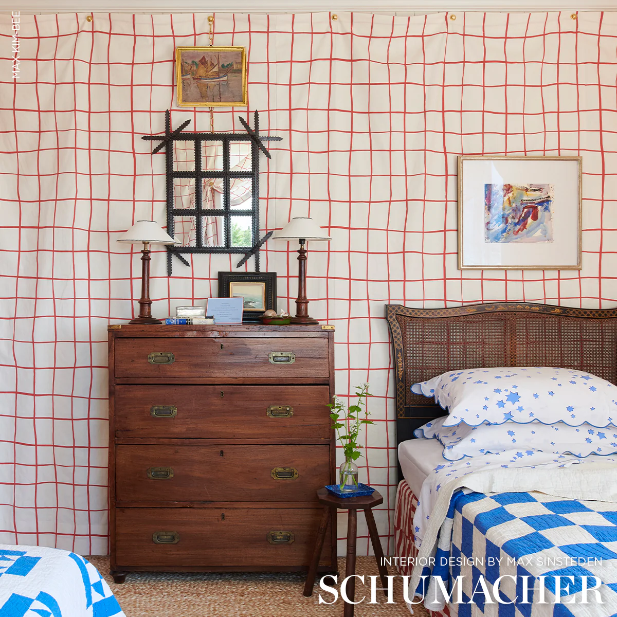 180293 | Painterly Windowpane, Red - Schumacher Fabric - Image 6
