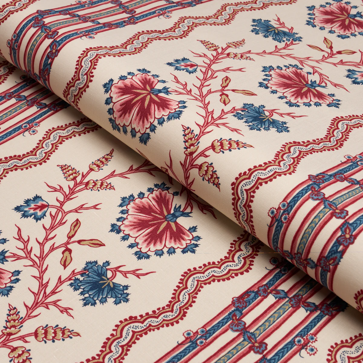 182710 | Parvati Floral Stripe, Vermilion - Schumacher Fabric - Image 3