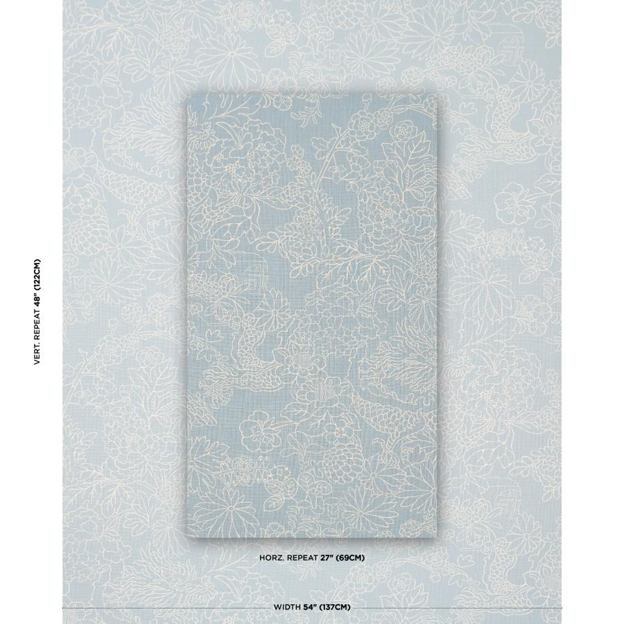 182782 | Chiang Mai Dragon Silhouette, Ciel De Provence - Schumacher Fabric - Image 2