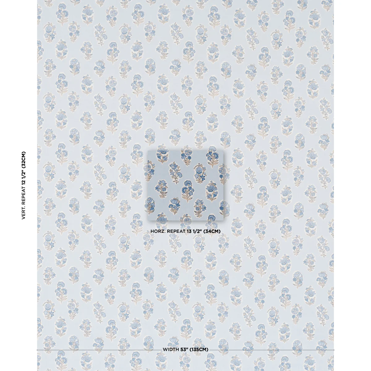 182892 | Anessa Hand Screen Print, Blue - Schumacher Fabric - Image 2