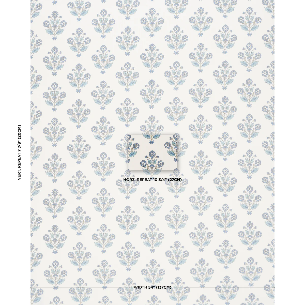 182910 | Dalila Hand-Screen Print, Blue - Schumacher Fabric - Image 2