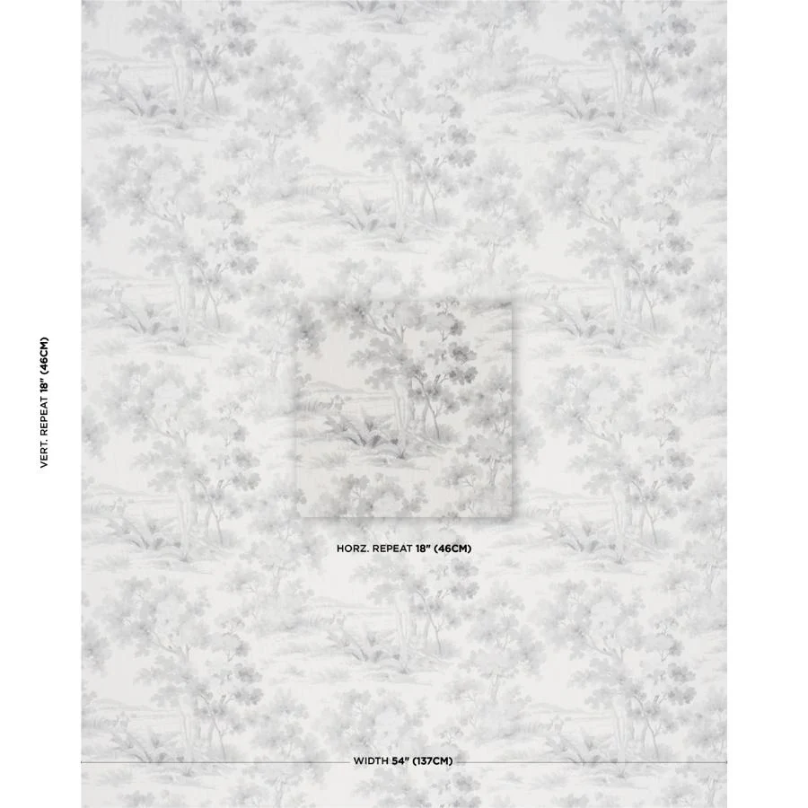 182961 | Countryside Morning, Grey - Schumacher Fabric - Image 2