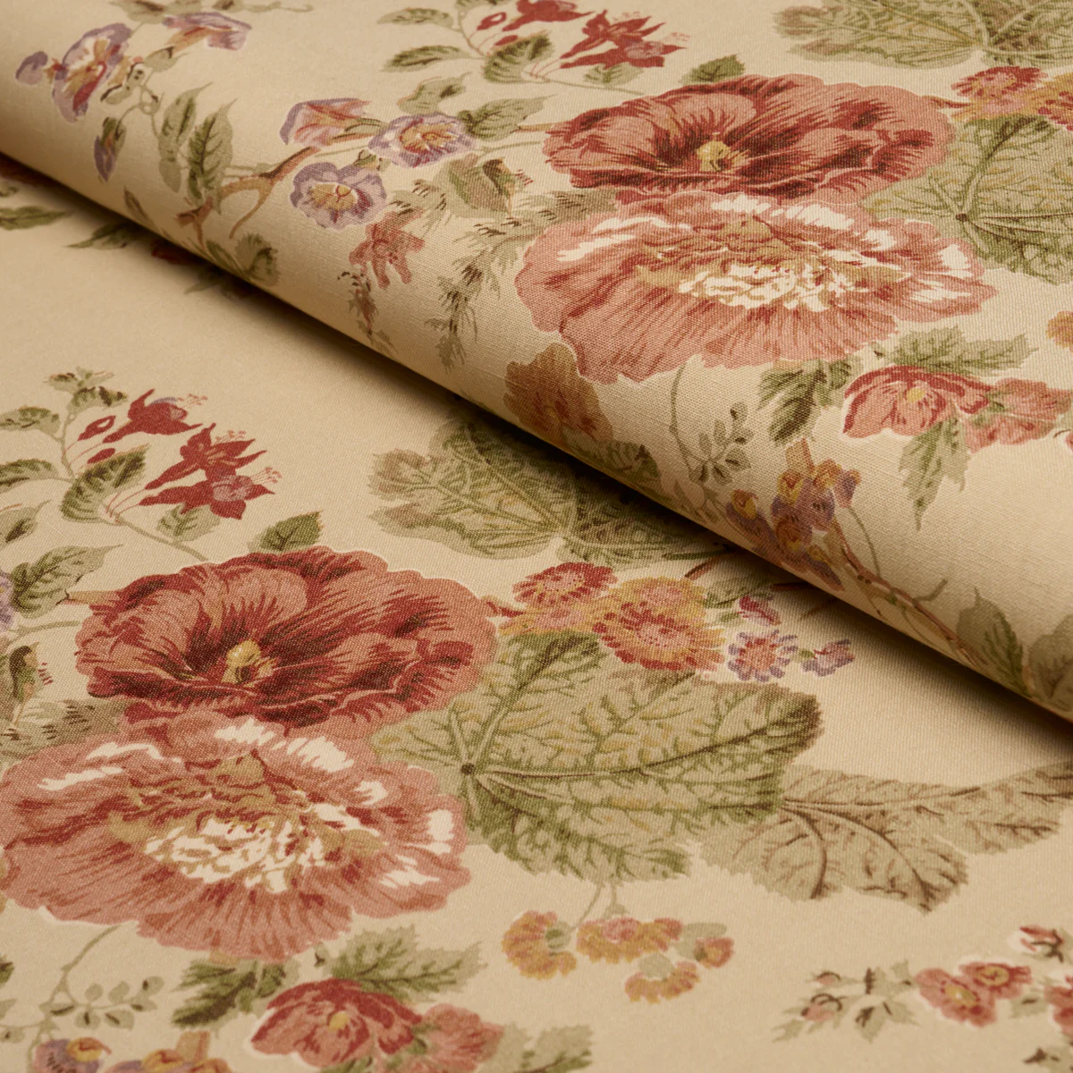 183132 | Midsummer Hollyhock, Beige - Schumacher Fabric - Image 4