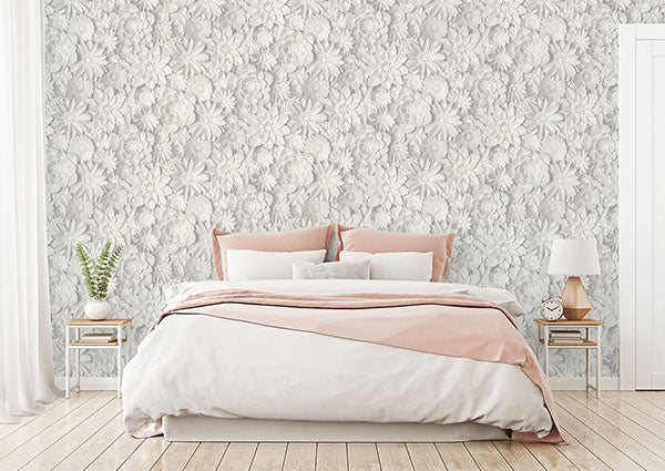2900-42554 | Medley, Dacre White Floral - Brewster Wallpaper - Image 3