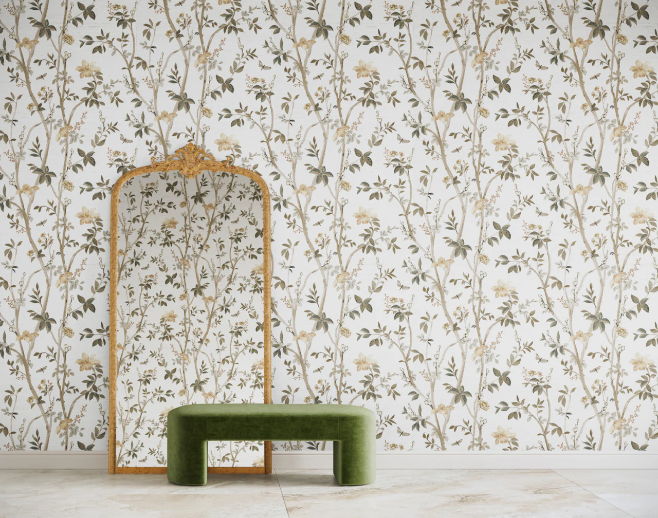 35400 | Jasmine, Muted Garden on Glam Grass - Phillip Jeffries Wallpaper - Image 3
