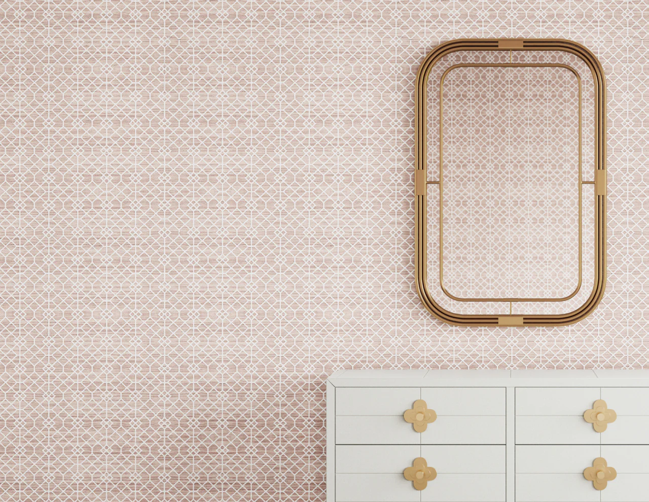 35502 | Garden Gate, Blushing Lattice on Glam Grass - Phillip Jeffries Wallpaper - Image 3