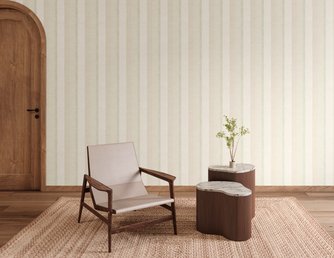 40103 | Santa Fe Stripe, Sunlit Sage on Woven Walls - Phillip Jeffries Wallpaper - Image 3