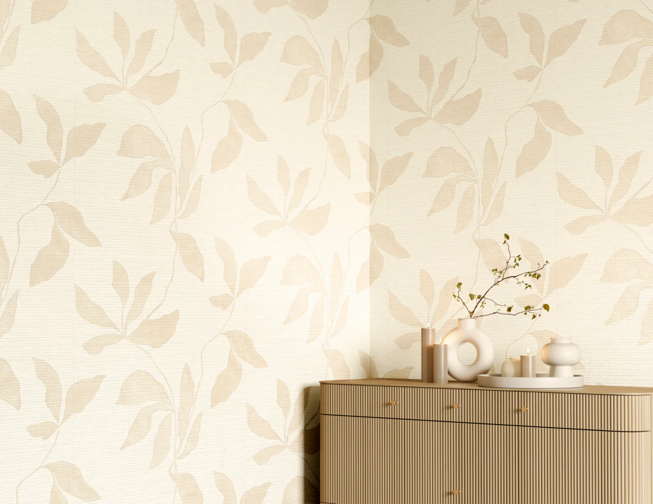 40201 | Desert Ivy, Faded Canopy on Woven Walls - Phillip Jeffries Wallpaper - Image 3