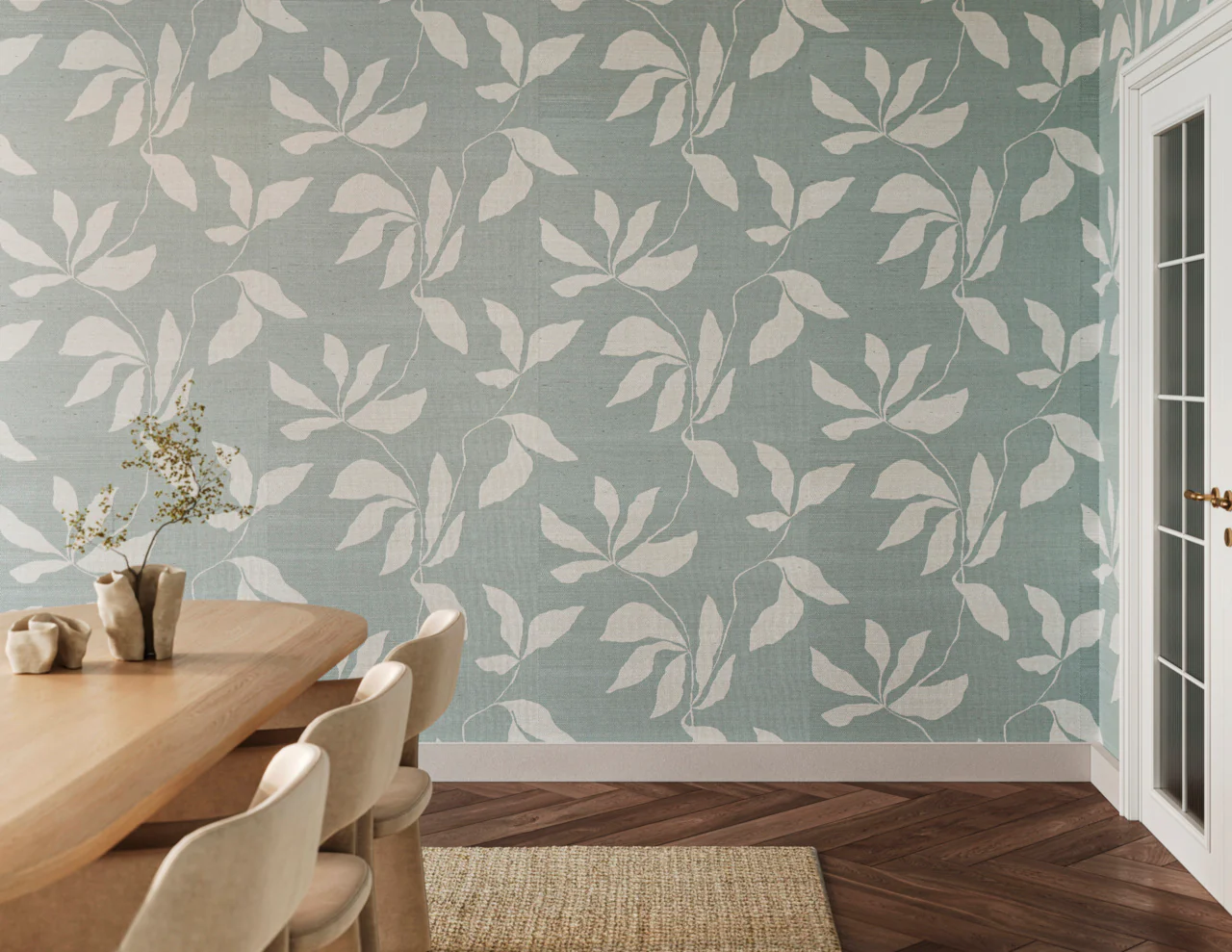 40205 | Desert Ivy, Blue Oasis on Manila Hemp - Phillip Jeffries Wallpaper - Image 3