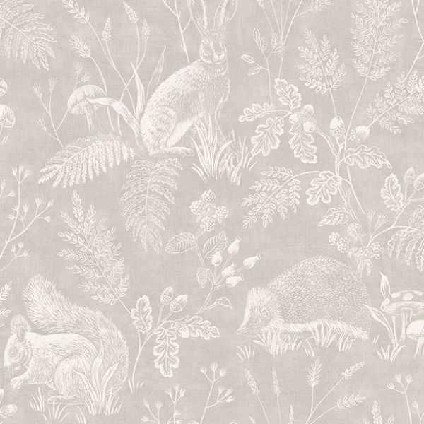 4164-M1800 | Westbury Forest, Woodland Light Grey Toile - Advantage Wallpaper