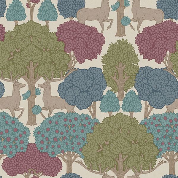 4164-M1852 | Westbury Forest, Forest of Arden Merlot Deer - Advantage Wallpaper