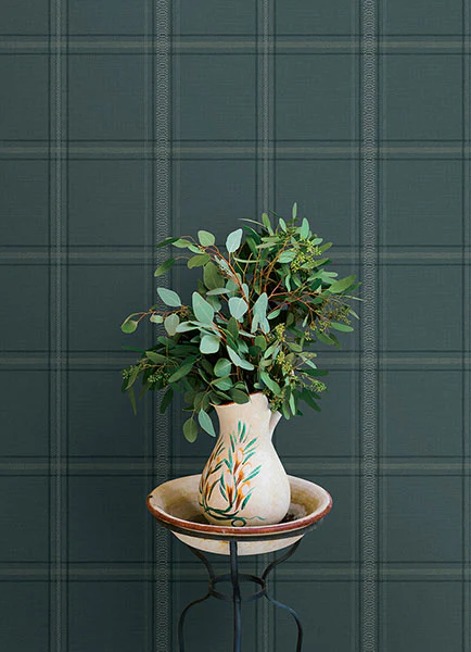 4169-27610 | Oak & Moss, Auberge Teal Plaid - Chesapeake Wallpaper - Image 3