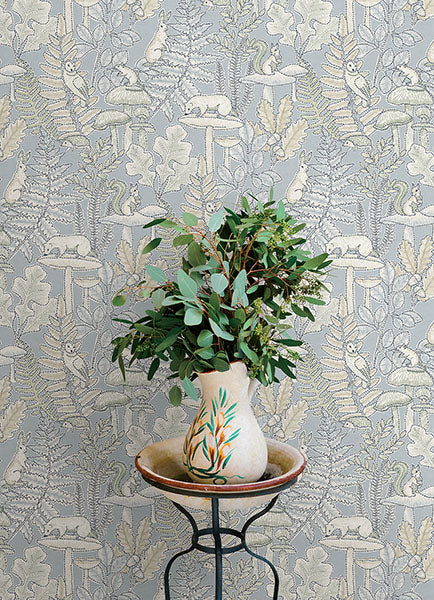 4169-83102 | Oak & Moss, Holt Light Blue Woodland - Chesapeake Wallpaper - Image 3