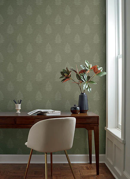 4169-83126 | Oak & Moss, Frond Dark Green Leaf - Chesapeake Wallpaper - Image 2