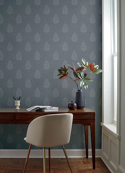 4169-83127 | Oak & Moss, Frond Denim Leaf - Chesapeake Wallpaper - Image 2