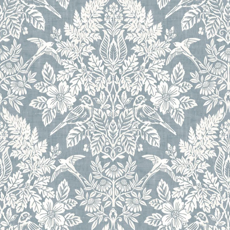 4173-27623 | Chris Loves Julia, Finch Light Blue Woodland Damask - A-Street Wallpaper
