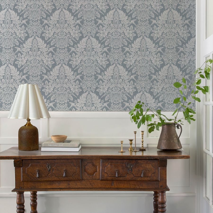 4173-27623 | Chris Loves Julia, Finch Light Blue Woodland Damask - A-Street Wallpaper - Image 2
