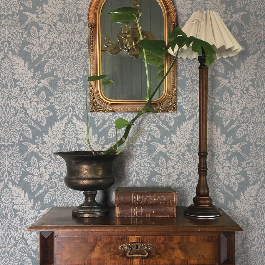 4173-27623 | Chris Loves Julia, Finch Light Blue Woodland Damask - A-Street Wallpaper - Image 3