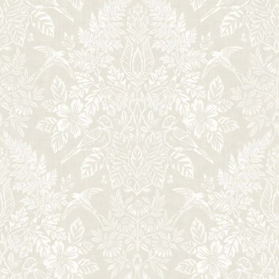 4173-27624 | Chris Loves Julia, Finch Ivory Woodland Damask - A-Street Wallpaper