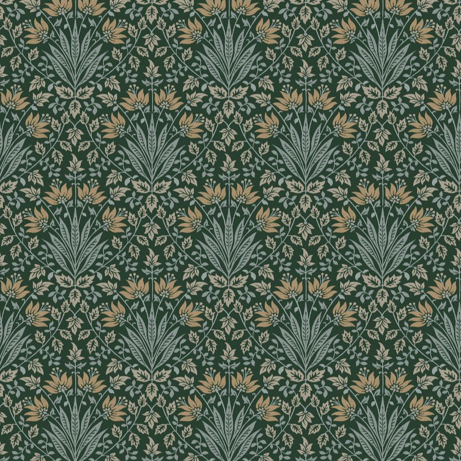 4173-27631 | Chris Loves Julia, Woodbury Evergreen Floral Damask - A-Street Wallpaper