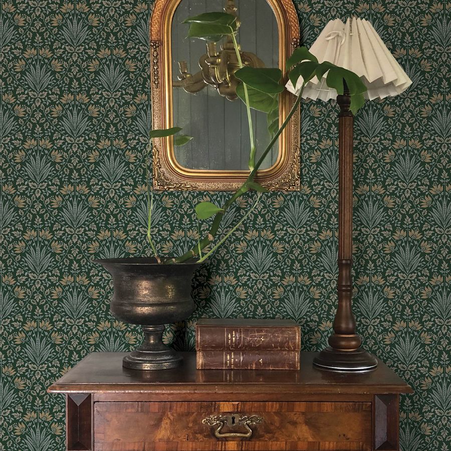 4173-27631 | Chris Loves Julia, Woodbury Evergreen Floral Damask - A-Street Wallpaper - Image 3