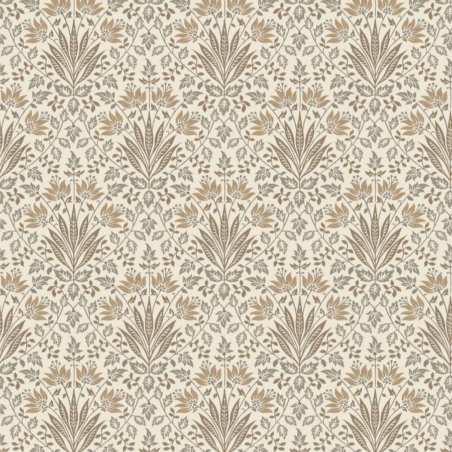 4173-27633 | Chris Loves Julia, Woodbury Brown Floral Damask - A-Street Wallpaper