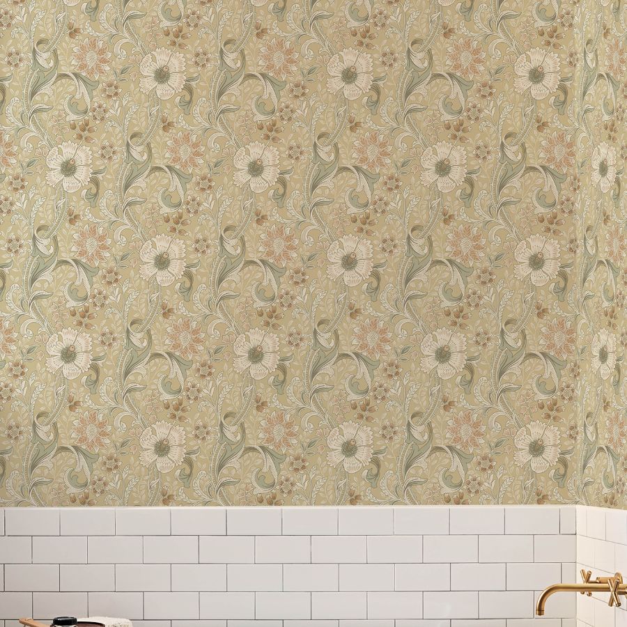 4191-83016 | Kitchen & Bath, Liora Butter Floral Trail - Chesapeake Wallpaper - Image 3