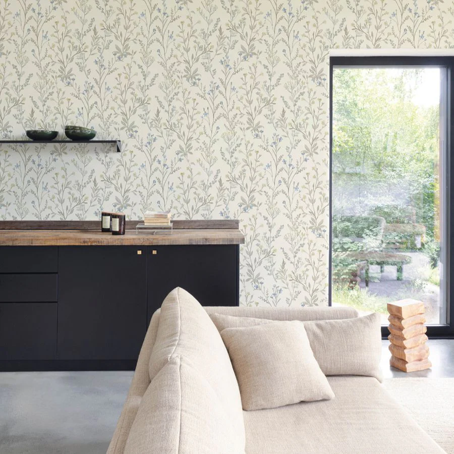 4191-83017 | Kitchen & Bath, Laverne Neutral Wildflowers - Chesapeake Wallpaper - Image 2
