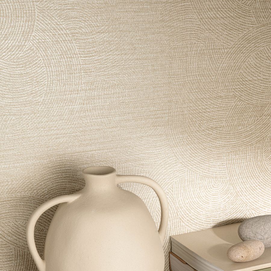 4191-83023 | Kitchen & Bath, Harrison Taupe Swirling Geometric - Chesapeake Wallpaper - Image 2