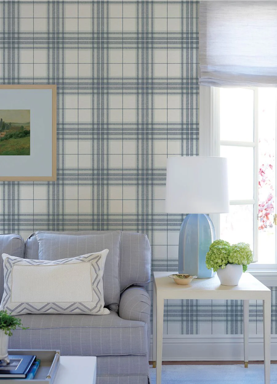 4192-27692 | Plaid & Stripe, Cabin Check Blue Plaid - Chesapeake Wallpaper - Image 2