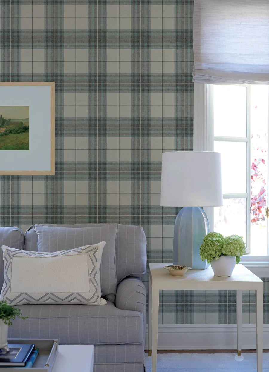 4192-27695 | Plaid & Stripe, Cabin Check Teal Plaid - Chesapeake Wallpaper - Image 2