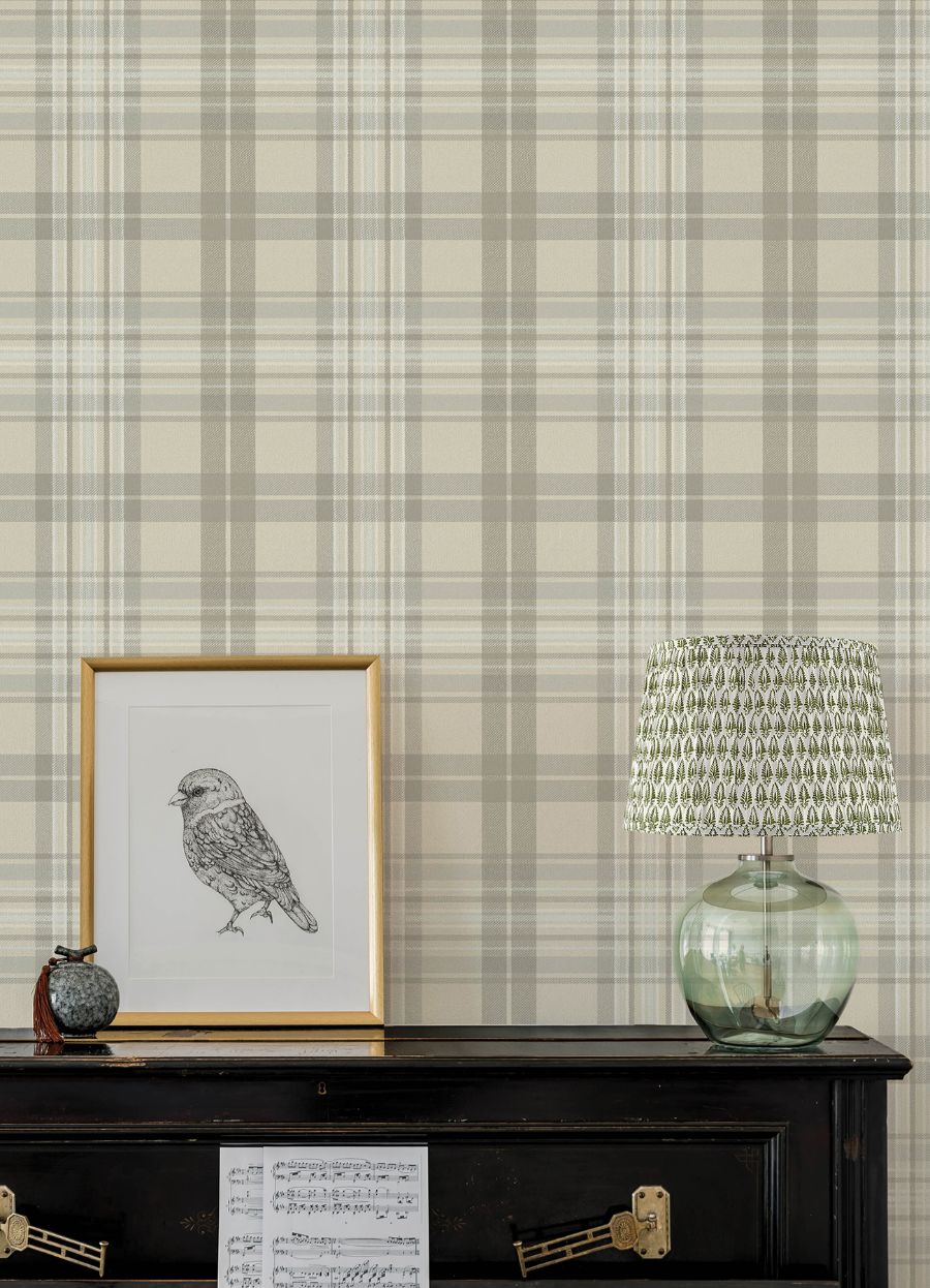 4192-330216 | Plaid & Stripe, Austin Beige Plaid - Chesapeake Wallpaper - Image 2