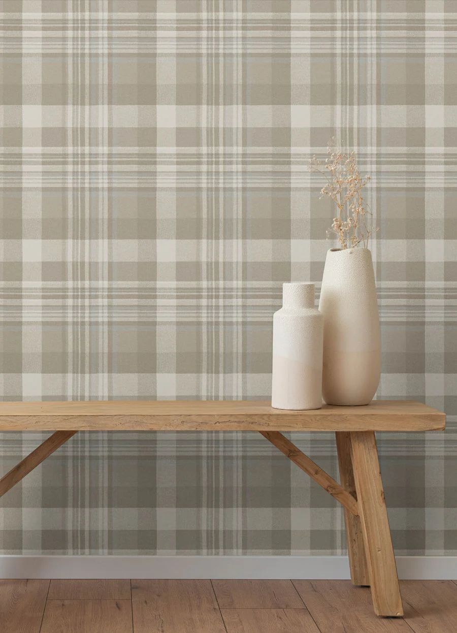 4192-72633 | Plaid & Stripe, Dutton Plaid Light Brown Flannel - Chesapeake Wallpaper - Image 2