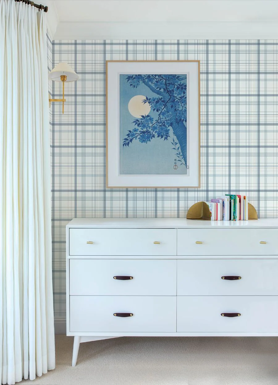 4192-83406 | Plaid & Stripe, Burgess Blue Plaid - Chesapeake Wallpaper - Image 2