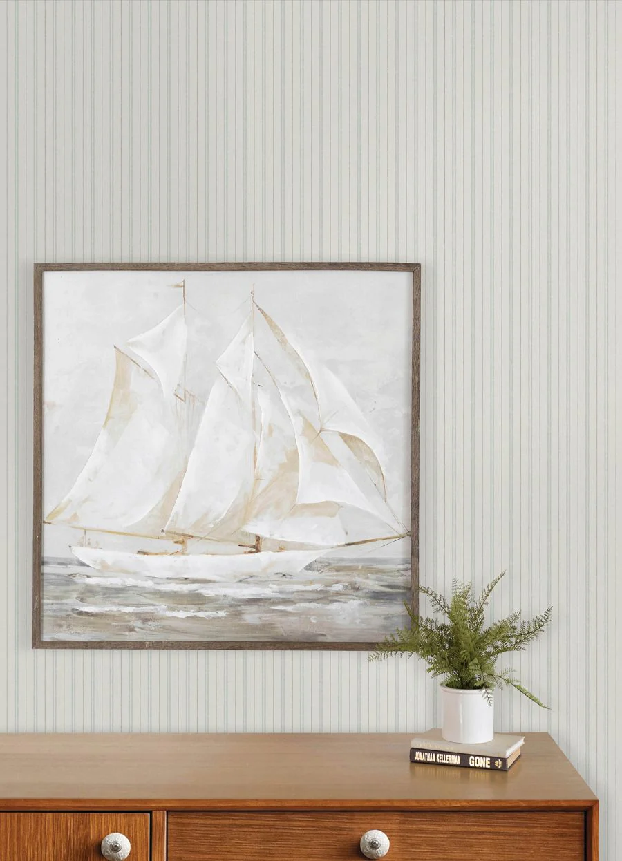 4192-83425 | Plaid & Stripe, Harville Aqua Double Stripe - Chesapeake Wallpaper - Image 3