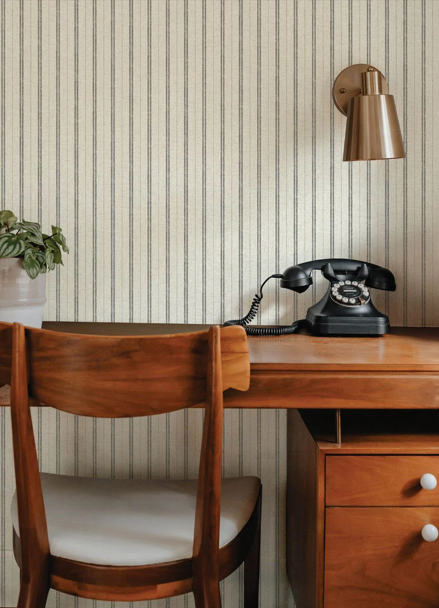 4192-83429 | Plaid & Stripe, Harville Black Double Stripe - Chesapeake Wallpaper - Image 2