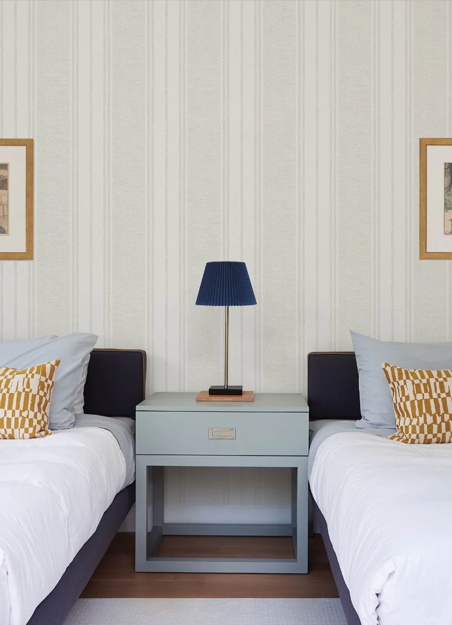 4192-83440 | Plaid & Stripe, Maddox Light Grey Flannel Stripe - Chesapeake Wallpaper - Image 2