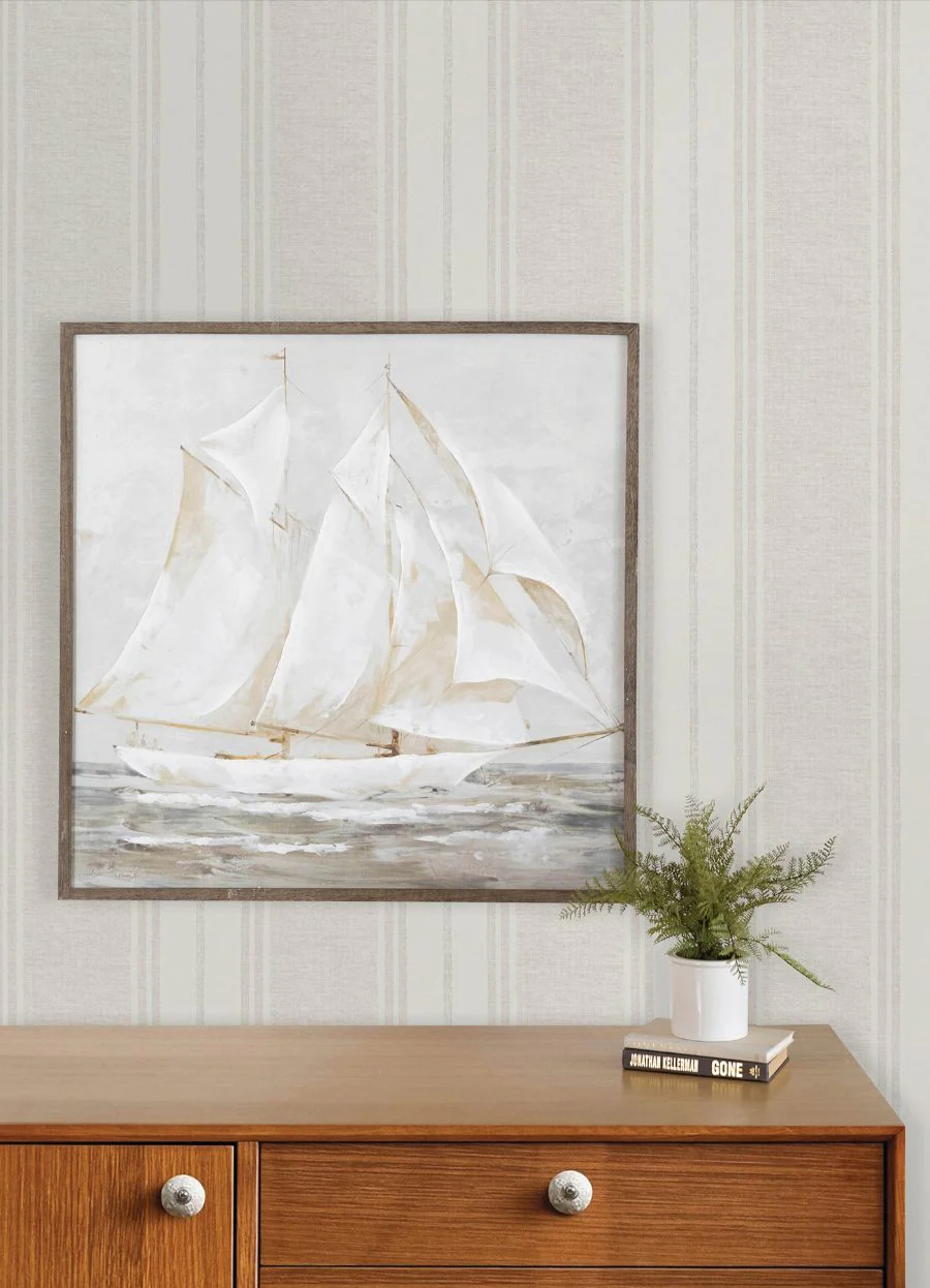 4192-83440 | Plaid & Stripe, Maddox Light Grey Flannel Stripe - Chesapeake Wallpaper - Image 3