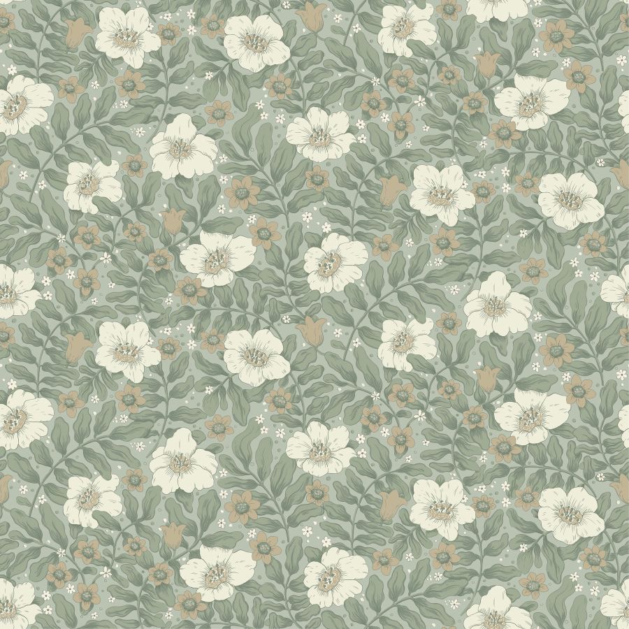 4201-48020 | Savanna, Maggan Sea Green Floral Trail - A-Street Wallpaper