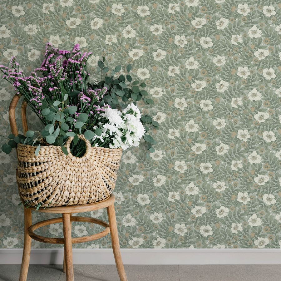 4201-48020 | Savanna, Maggan Sea Green Floral Trail - A-Street Wallpaper - Image 3