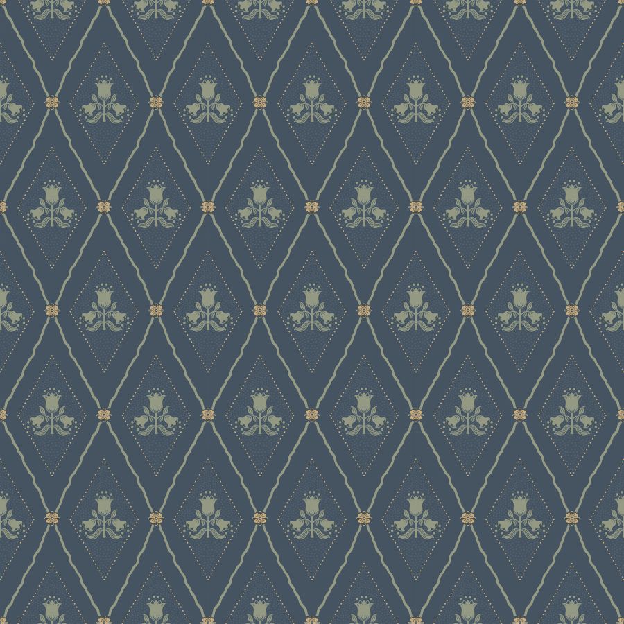 4201-48033 | Savanna, Alma Navy Diamond Floral - A-Street Wallpaper