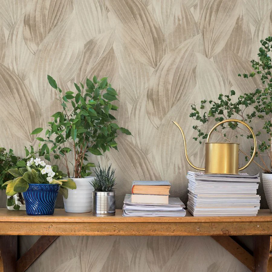 4202-571554 | Springhill, Melora Beige Leaf - A-Street Wallpaper - Image 2