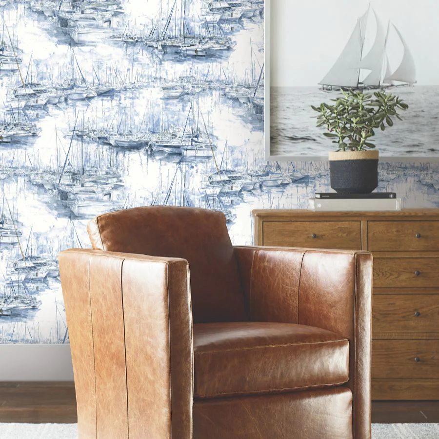 4211-83511 | Private Reserve, Yacht Club Blue Scenic - Ronald Redding Wallpaper - Image 3