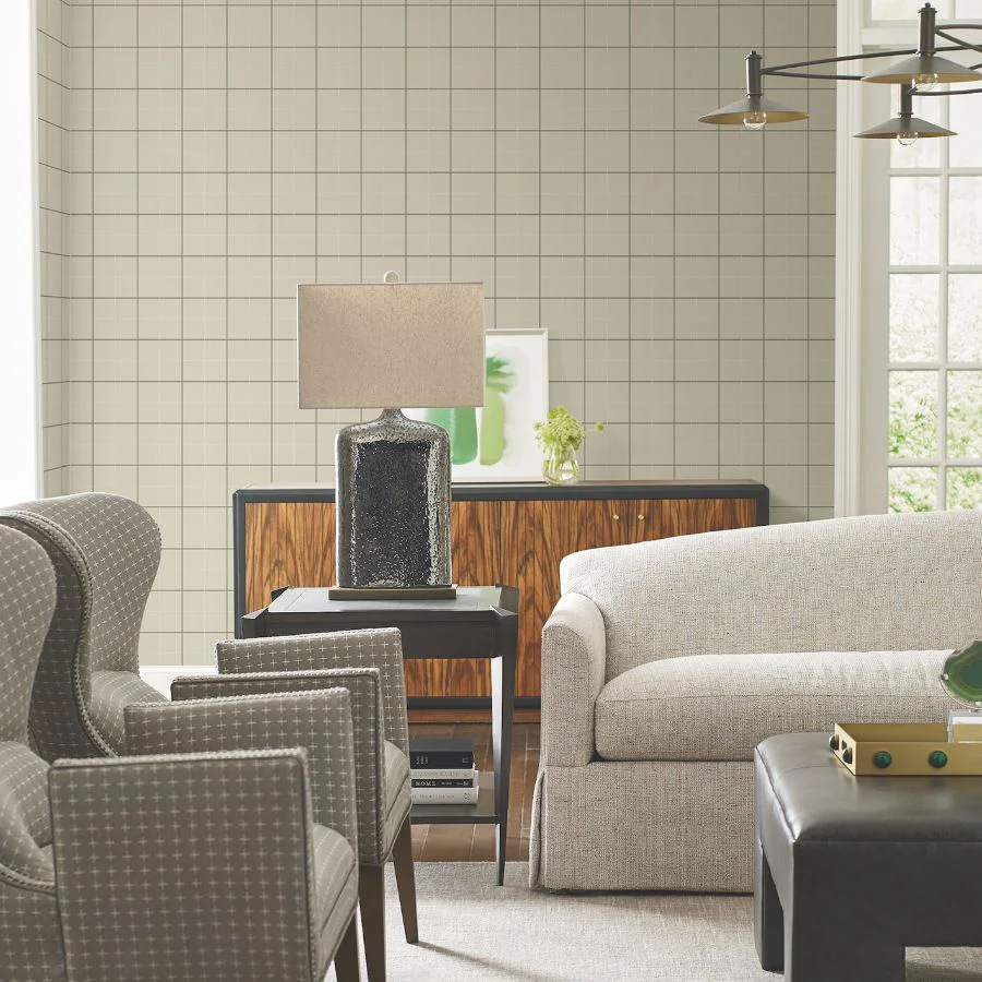 4211-83518 | Private Reserve, Tattersall Light Brown Plaid - Ronald Redding Wallpaper - Image 2