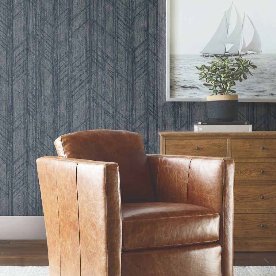 4211-83523 | Private Reserve, Winthrop Navy Geometric - Ronald Redding Wallpaper - Image 2