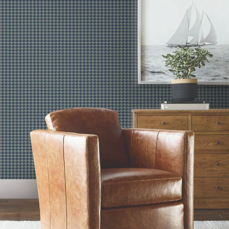 4211-83559 | Private Reserve, Watson Sea Green Houndstooth - Ronald Redding Wallpaper - Image 3