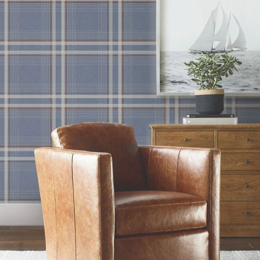 4211-83567 | Private Reserve, Country Club Plaid Denim - Ronald Redding Wallpaper - Image 3