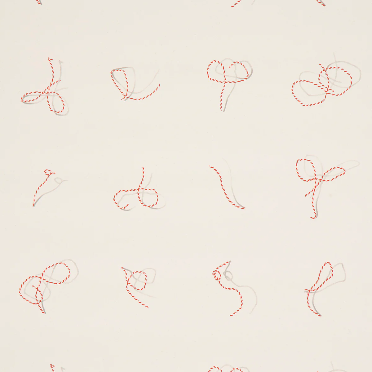 5014470 | Butcher String, Red And White On Ivory - Schumacher Wallpaper