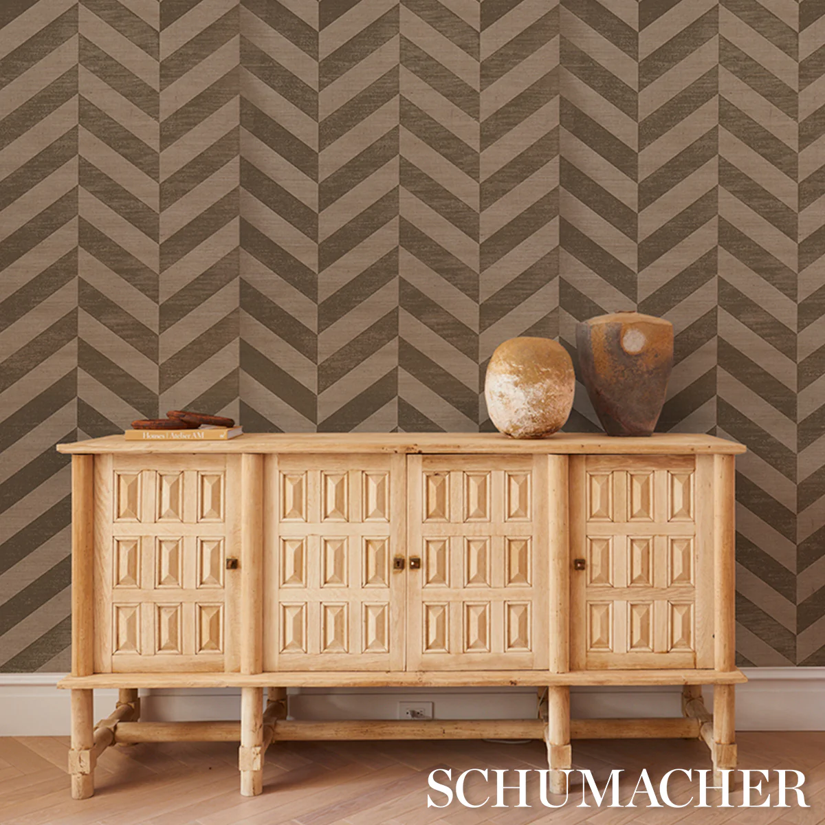 5016561 | Staggered Chevron Sisal, Brown - Schumacher Wallpaper - Image 5