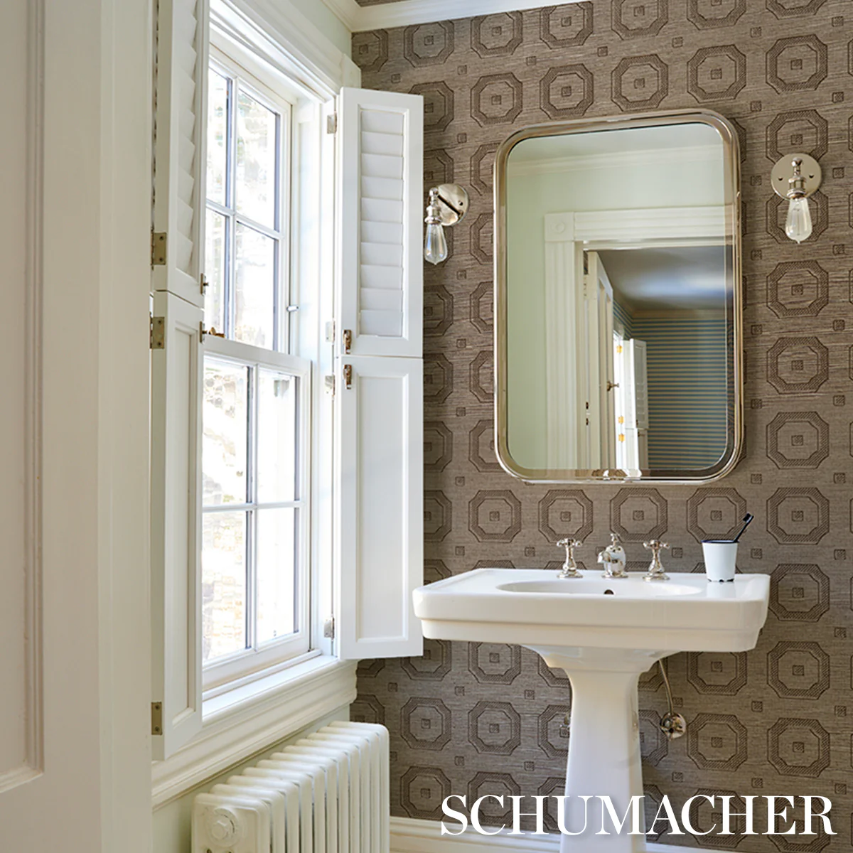 5016732 | Beveled Frame Sisal, Sepia - Schumacher Wallpaper - Image 5